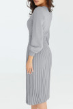 Solid Bandage O Neck One Step Skirt Dresses