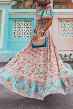 Fashion Street Print Split Joint Off the Shoulder Printed Dresses