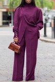 Casual Solid Patchwork Turtleneck Long Sleeve Two Pieces