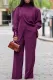Casual Solid Patchwork Turtleneck Long Sleeve Two Pieces