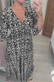 Elegant Floral Patchwork V Neck A Line Dresses