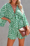 Fashion Elegant Striped Print Strap Design V Neck Loose Rompers