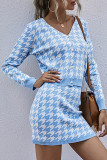 Fashion Celebrities Print Split Joint V Neck Long Sleeve Two Pieces
