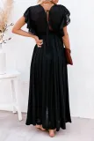 Elegant Solid Frenulum Buckle V Neck A Line Dresses