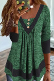 Casual Solid Contrast U Neck Tops