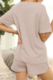 Fashion Living Solid Patchwork O Neck Short Sleeve Two Pieces