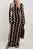 Casual Animal Print Contrast O Neck A Line Dresses