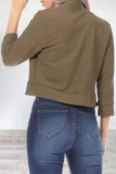 Elegant Solid Color Mandarin Collar Outerwear
