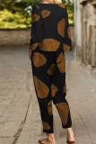 Casual Street Print Printing O Neck Long Sleeve Two Pieces