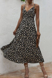 Fashion Casual Print Split Joint V Neck A Line Dresses
