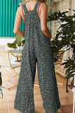Casual Floral Split Joint Pocket Square Collar Regular Jumpsuits