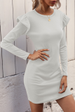 Fashion Elegant Solid Split Joint O Neck Wrapped Skirt Dresses