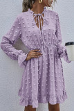 Fashion Street Solid Patchwork V Neck A Line Dresses