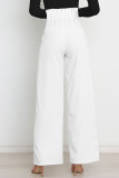 Work Simplicity Solid With Belt Loose High Waist Straight Solid Color Bottoms