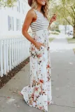 Casual Vacation Striped Print Patchwork Vest Dress Dresses