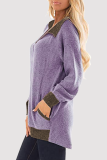 Casual Patchwork Pocket Zipper Turndown Collar Tops