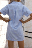 Fashion Street Plaid Split Joint Turndown Collar A Line Dresses