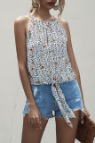 Fashion Casual Print Frenulum Halter Tops
