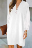 Casual Solid Patchwork V Neck Straight Dresses