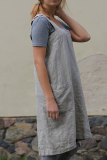 Casual Solid Split Joint Pocket Square Collar Irregular Dress Dresses