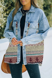 Fashion Casual Geometric Pocket Buckle Turndown Collar Outerwear