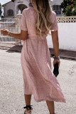 Fashion Street Print Frenulum Turndown Collar A Line Dresses