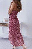 Fashion Casual Print Split Joint Spaghetti Strap Irregular Dresses