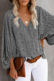 Elegant Print Floral Basic V Neck Tops