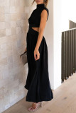 Sweet Elegant Solid Hollowed Out Mandarin Collar A Line Dresses(9 Colors)