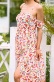 Fashion Street Print Patchwork Spaghetti Strap A Line Dresses