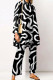 Casual Geometric Printing Turndown Collar Long Sleeve Two Pieces(8 Colors)