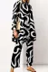 Casual Geometric Printing Turndown Collar Long Sleeve Two Pieces(8 Colors)