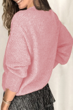 Casual Solid Lace Patchwork Buckle V Neck Tops