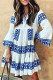Fashion Casual Print Split Joint V Neck Cake Skirt Dresses