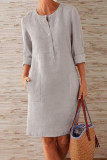 Fashion Street Solid O Neck A Line Dresses(10 Colors)