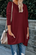 Casual Solid Patchwork O Neck Tops