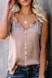 Fashion Casual Solid Split Joint V Neck Tops