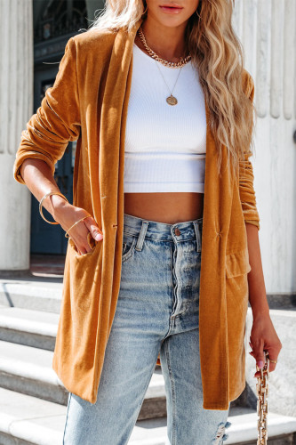 Fashion Solid Solid Color Turn-back Collar Outerwear