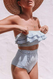 Fashion Simplicity Striped Split Joint Swimwears