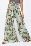 Casual Street Print Fold Loose High Waist Wide Leg Bottoms