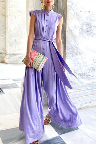 Fashion Street Print Split Joint O Neck Loose Jumpsuits