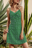 Fashion Elegant Print Frenulum Stringy Selvedge V Neck A Line Dresses