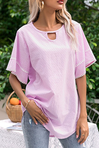 Fashion Simplicity Solid Split Joint O Neck T-Shirts
