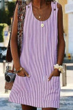 Fashion British Style Striped Patchwork A Line Dresses