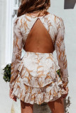 Fashion Casual Print Backless O Neck A Line Dresses