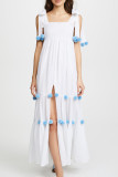 Fashion Street Solid Split Joint Square Collar Princess Dresses