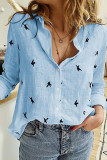 Fashion Casual Polka Dot Patchwork Printing Turndown Collar Tops