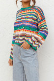 Fashion Street Striped Patchwork O Neck Tops
