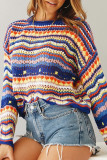 Fashion Street Striped Patchwork O Neck Tops
