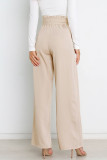 Work Simplicity Solid With Belt Loose High Waist Straight Solid Color Bottoms